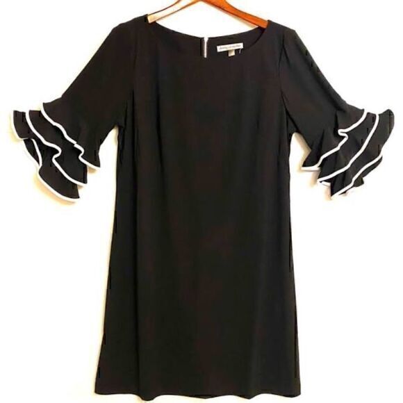 Danny & Nicole Dresses & Skirts - Danny and Nicole Black Half Sleeve Ruffle Dress